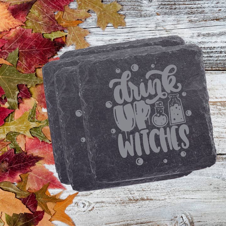 Drink Up Witches | Slate Coaster Set for wholesale by Fuzzy Loon Designs