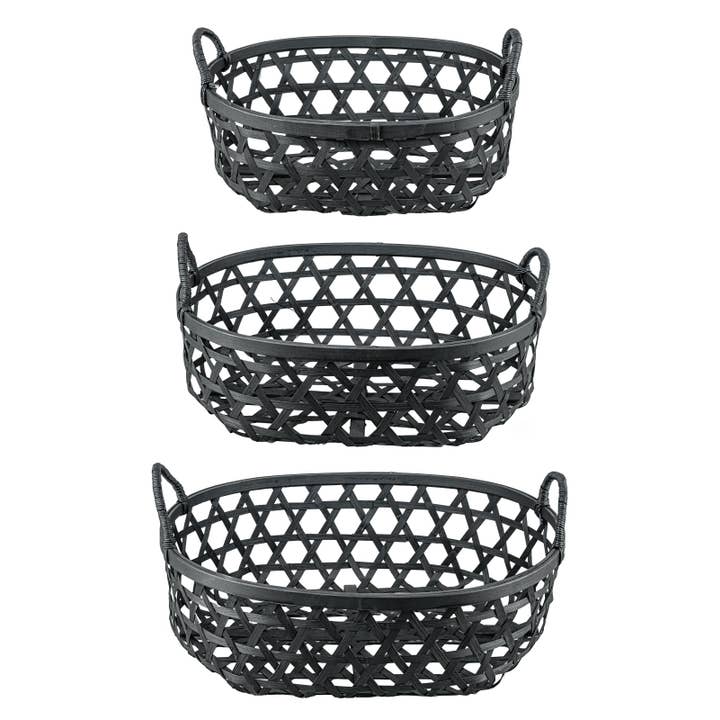 Ensemble de 3 paniers en bambou tressé pour la vente par Hanna's Handiworks