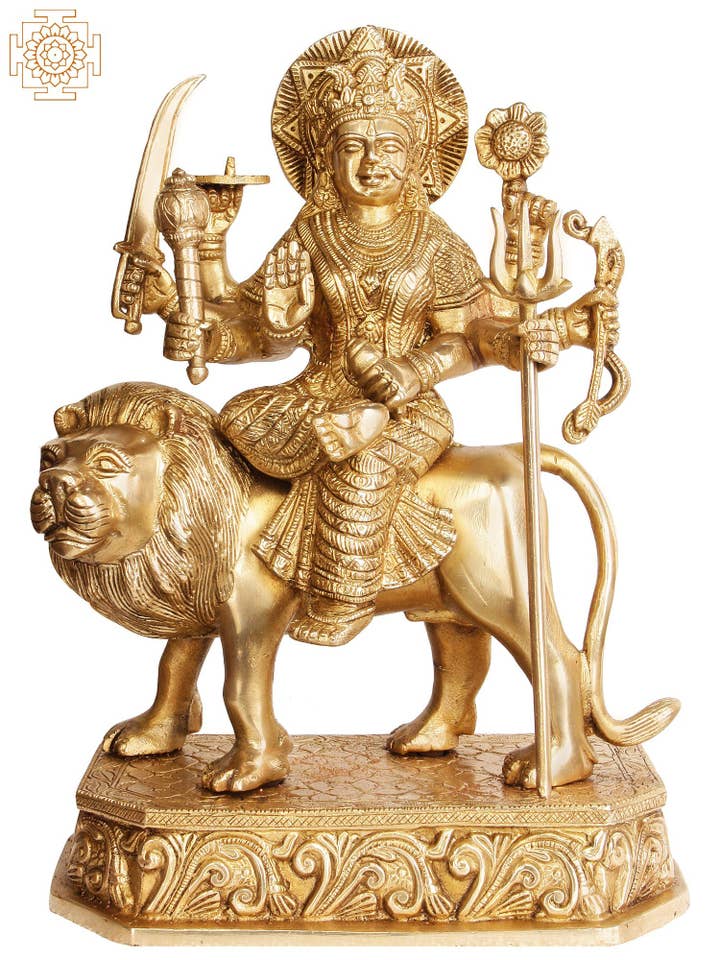 Deusa Durga em Latão | Feito à mão | Feito na Índia por atacado de Exotic India Art
