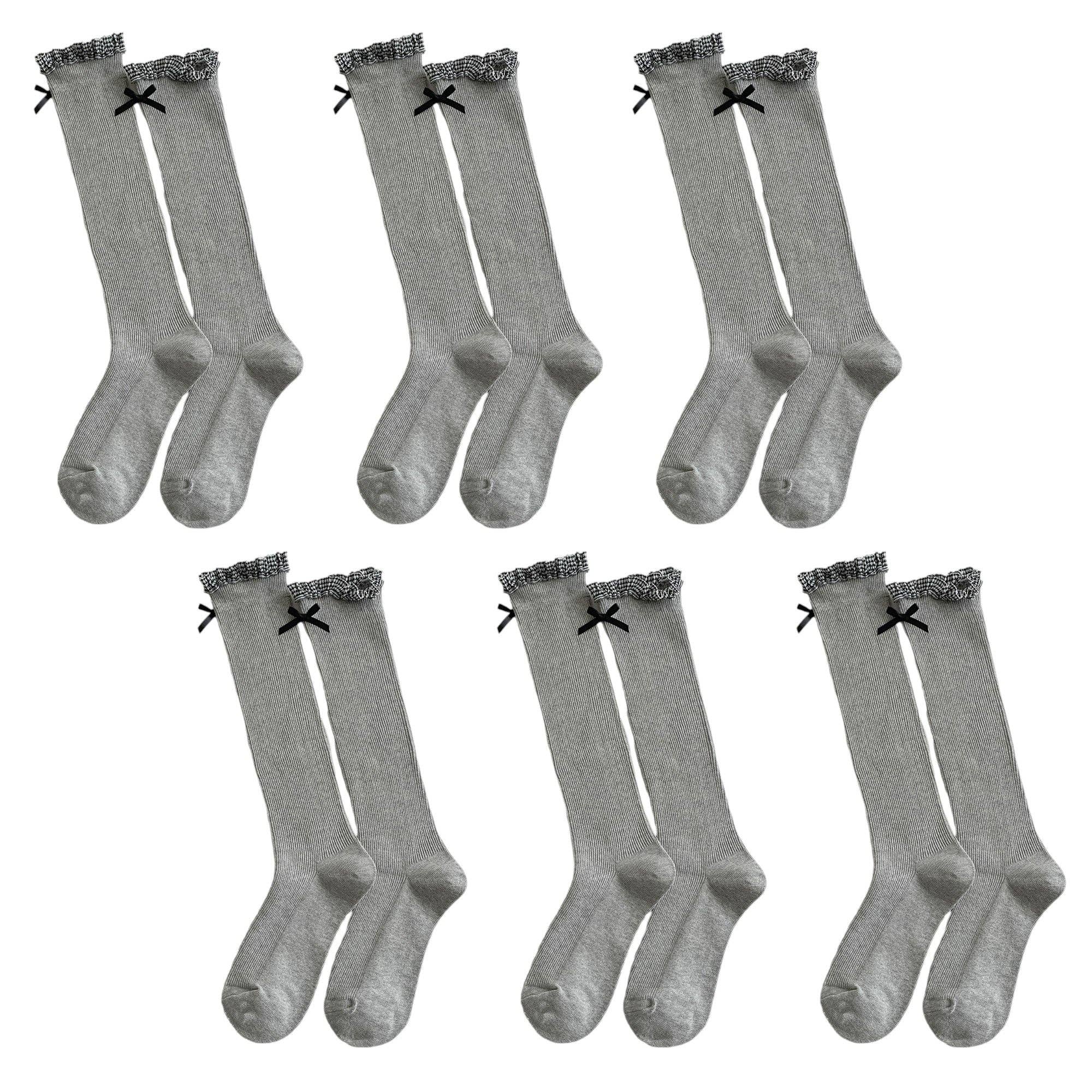 AK Brand - Wholesale Socks - Women's - 6pk Knee - High Socks with Bow and Patterned Cuff7