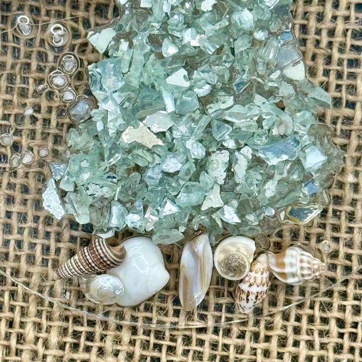 Sea Dreams Coastal Art - Wholesale Ornament - Coastal Christmas Ornament- Aqua Christmas Tree w/ shells , Beachy Christmas,starfish, Handmade, glass ornament,resin art, Beachy ornament4