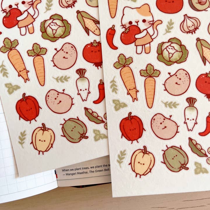 Cherry Rabbit - Wholesale Sticker - Veggie Friends Sticker Sheet no.0893