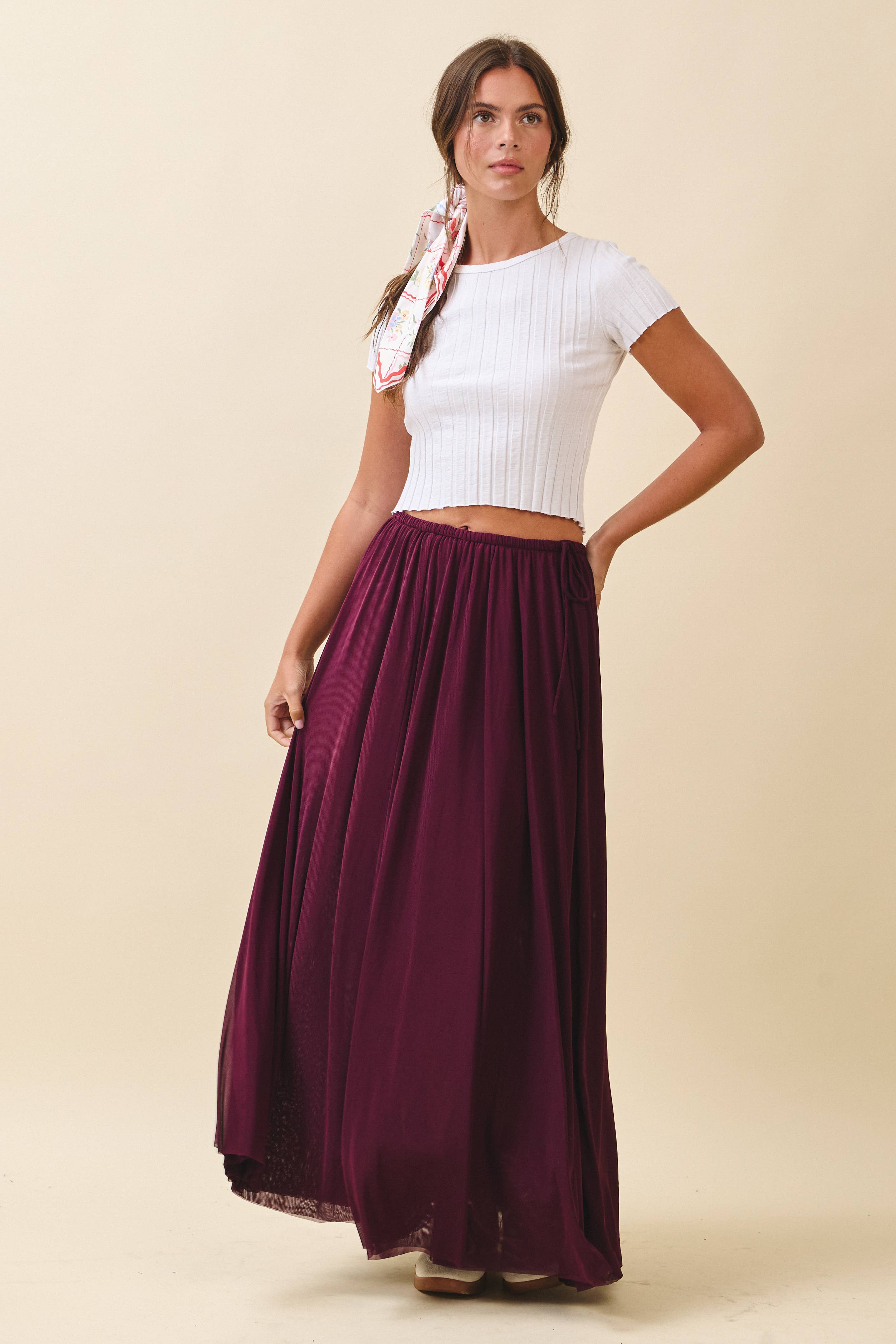 AEMI + CO - Wholesale Skirt - Women's - 7185GK Flowy Mesh Maxi Skirt6
