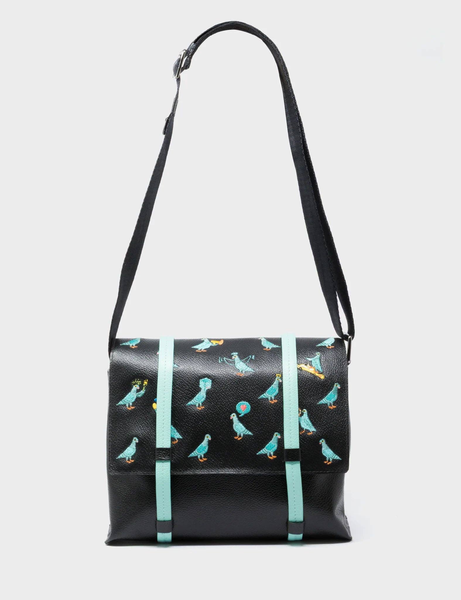 Min & Mon - Wholesale Messenger Bag - Women's - Victor Black Small Messenger Bag - Pigeonista Embroidery1