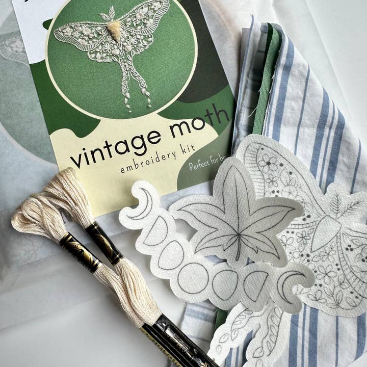 Nest Embirdery - Wholesale Embroidery/Cross Stitch Supplies - Vintage Moth Kit
