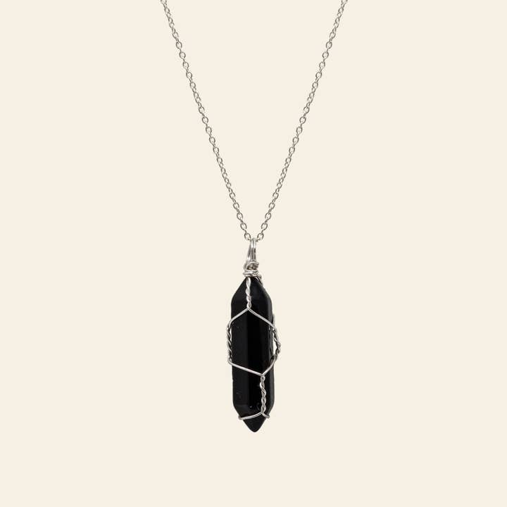 ASCEND - Wholesale Pendant/Charm Necklace - Wire Wrapped Crystal Point Necklace - Silver