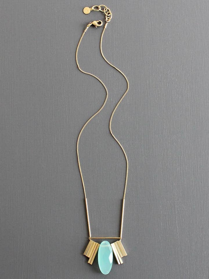 KYL119 aquamarine Artdeco necklace for wholesale by David Aubrey Jewelry