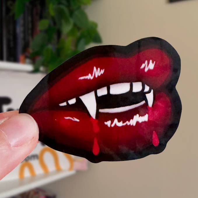 Vampire Lips Dark Romance Bookish Kindle Sticker for wholesale by Art by Viva