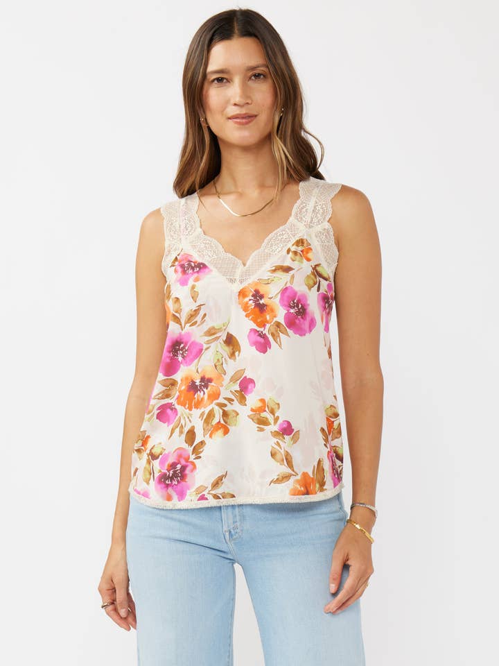 V-Neck Tank with Lace for wholesale by Lovestitch