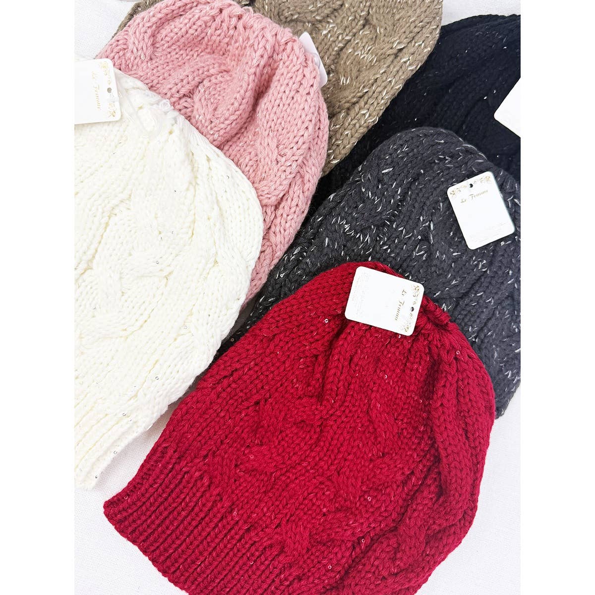 MIX COLOR Messy Bun Ponytail Beanie for wholesale on Faire2