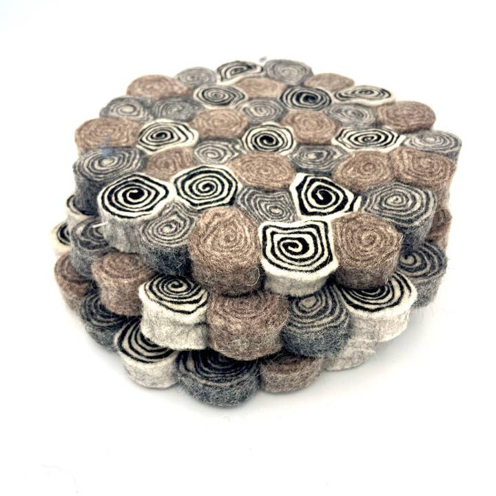 Women of the Cloud Forest - Wholesale Trivet - Neutral Felt Swirl Trivet1