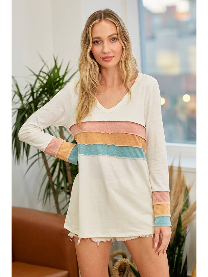 CORAL MUSTARD TEAL MST3038-Over The Rainbow Top for wholesale on Faire1