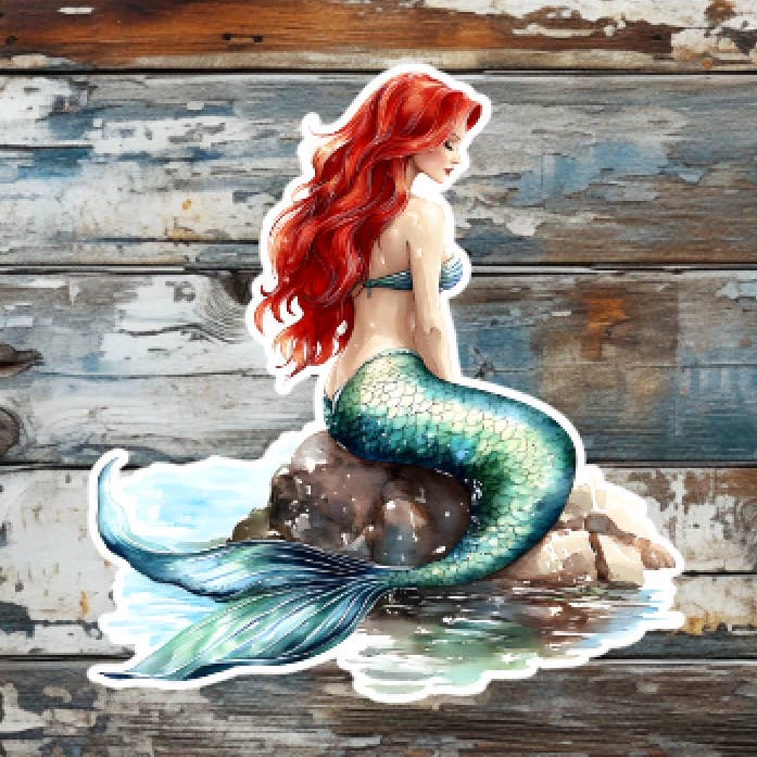 Pegatina de vinilo troquelada de sirena en acuarela para venta al por mayor de Prairie Chicken Sticker Shop & Gifts