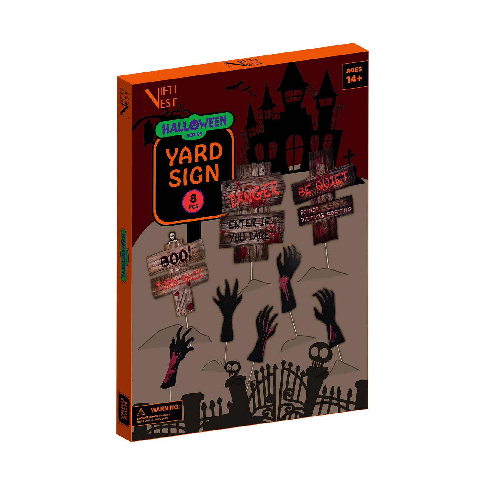 Fun Little Toys – Sinalização ao ar livre por atacado – Conjunto de 8 Placas de Jardim de Halloween com Mãos Sangrentas4