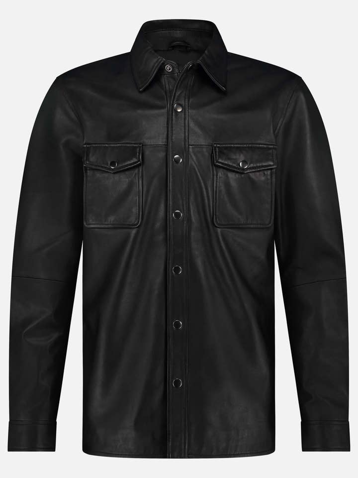 Krome | Chemise boutonnée en cuir pour homme pour la vente par Amsterdam Heritage Leather Belts, Bags, Jackets & Apparel