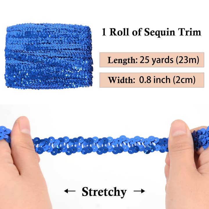 AK Brand - Wholesale Ribbon – Gift wrapping - Elastic Sequin Trim 0.8 Inch Glitter Paillette Ribbon51