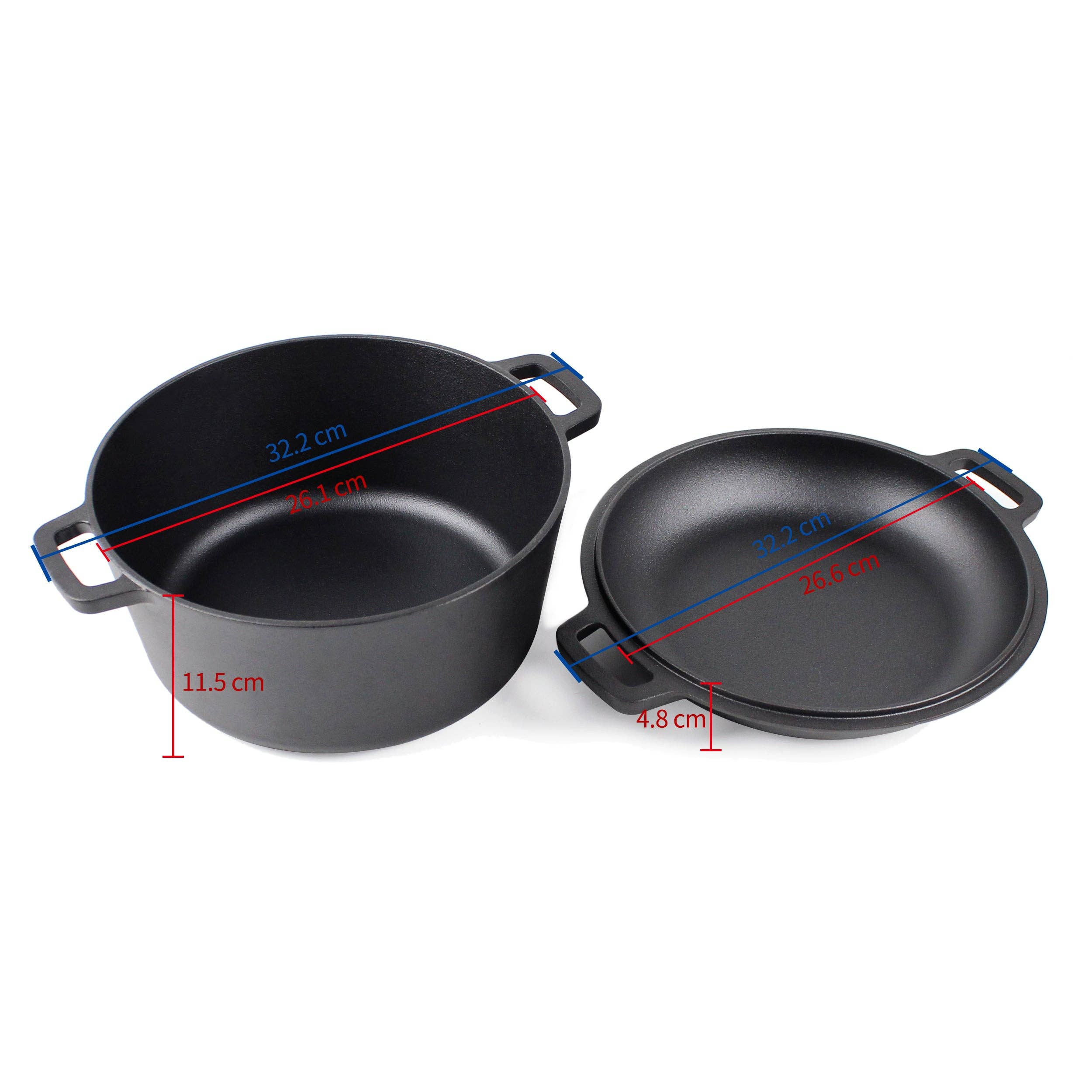 Crucible Cookware - Wholesale Cooking Pot - Cast Iron Dutch Oven with Skillet Lid - 10.23” (26 cm) Diame7