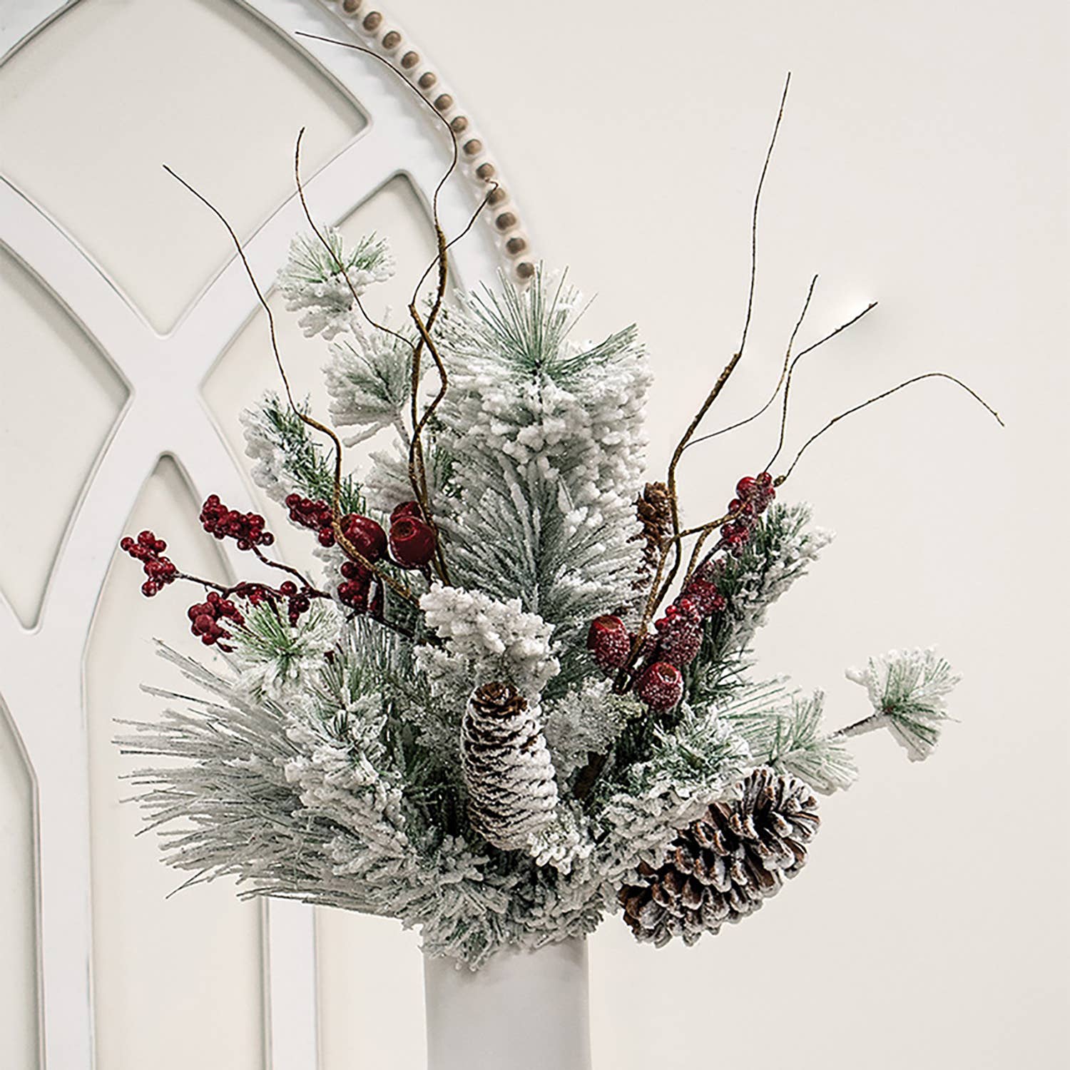 Saybrook Lane - Wholesale Christmas Decoration - Frosty Pines & Berries Bush, 23"1