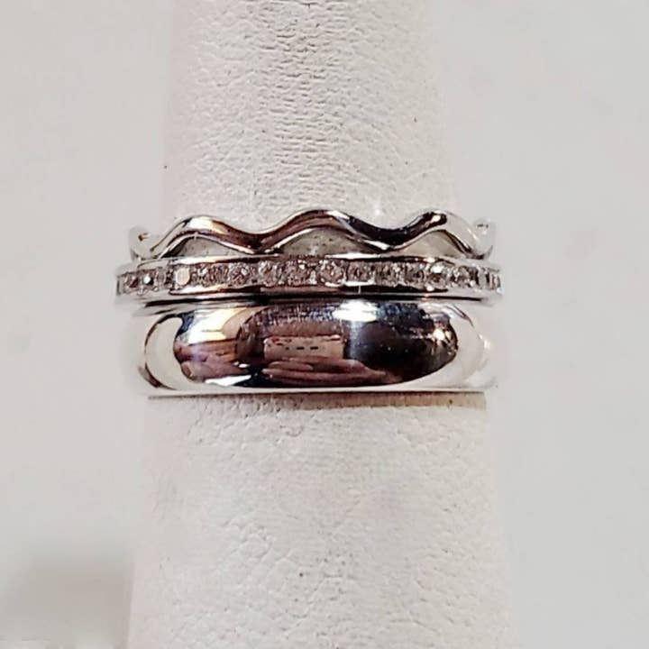 CALIFORNIA TOE RINGS - Wholesale Band/Stacked Ring - Toe Ring, Toe Rings , Sterling Silver Toe Rings, Stacked Toe Rings, Clear Crystal Eternity Band, Plain Wedding Band, Pinky Ring, Size 41