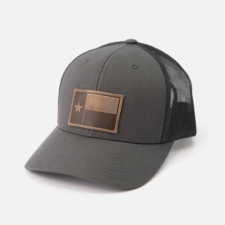 Range Leather Co. - Wholesale Trucker Hat - Unisex - Texas Flag Hat | Leather Patch Trucker Hat