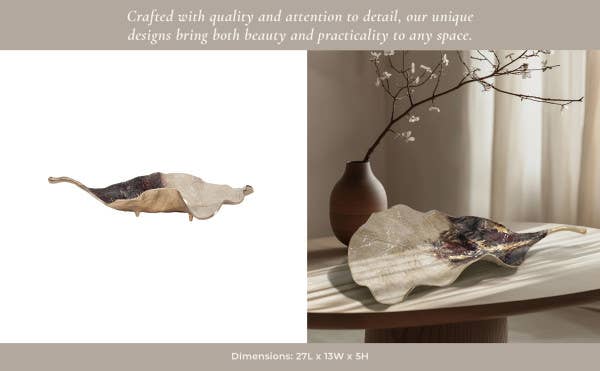 Sagebrook Home - Wholesale Decorative Tray - Multicolor 27 in. Metal Two-Tone Leaf Table Decor11