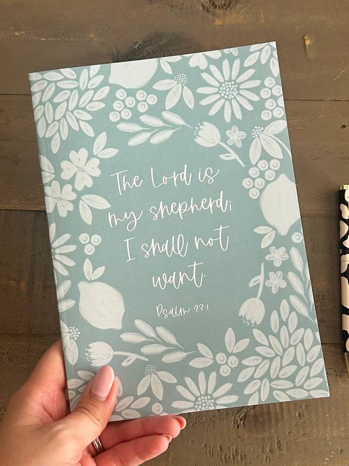 Psalm 23:1 A5 Notebook - The Lord is my shepherd; I shall not want for wholesale by Daisy & Joy Design