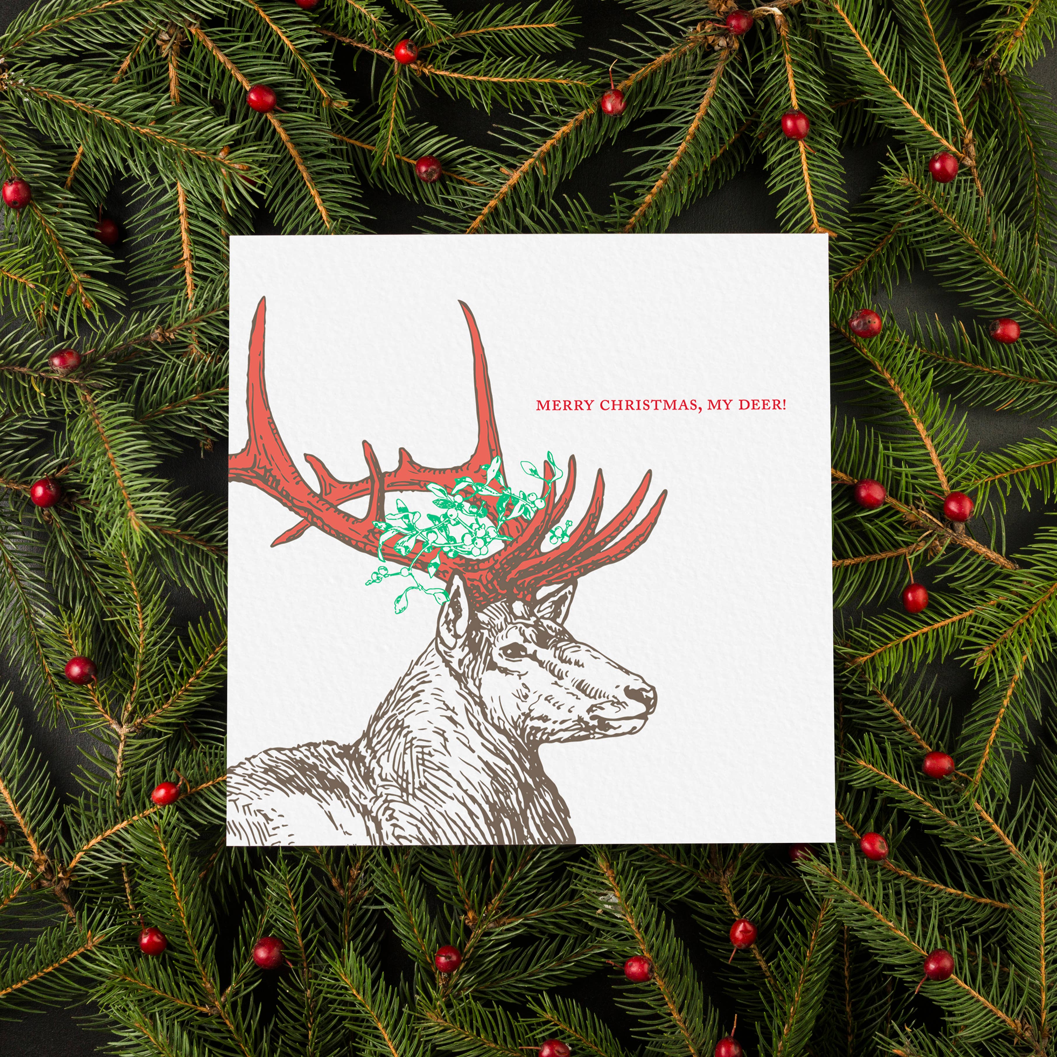 Ampersand M Studio - Vendita all'ingrosso Biglietti di auguri di Natale - Biglietto di auguri natalizio con cervi3