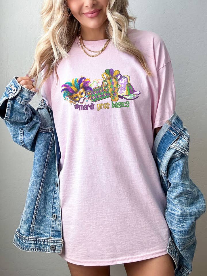 SONDO DESIGN LTD – wholesale Tunic – Women’s – Marid Gras Basics Shirt, Bootie Boujee Mardi Gras Shirt