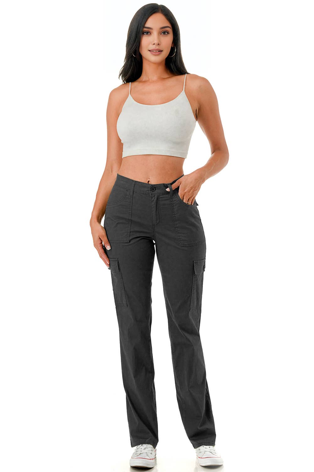 Color 5 – Engroshandel Bukser - Dame – Farvevede lige ben justerbare lastbukser i taljebånd2