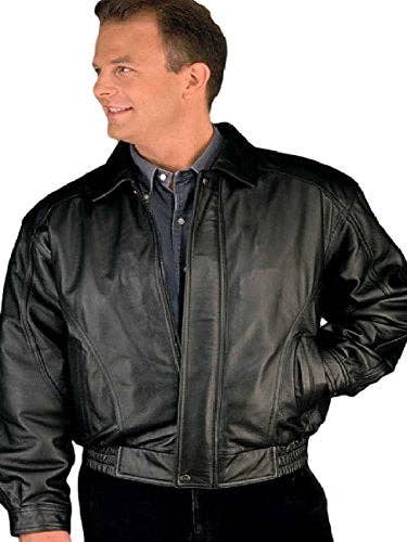 Reed - Wholesale Leather Jacket - Men's - REED Men's American Style Bomber Genuine Leather Jacket