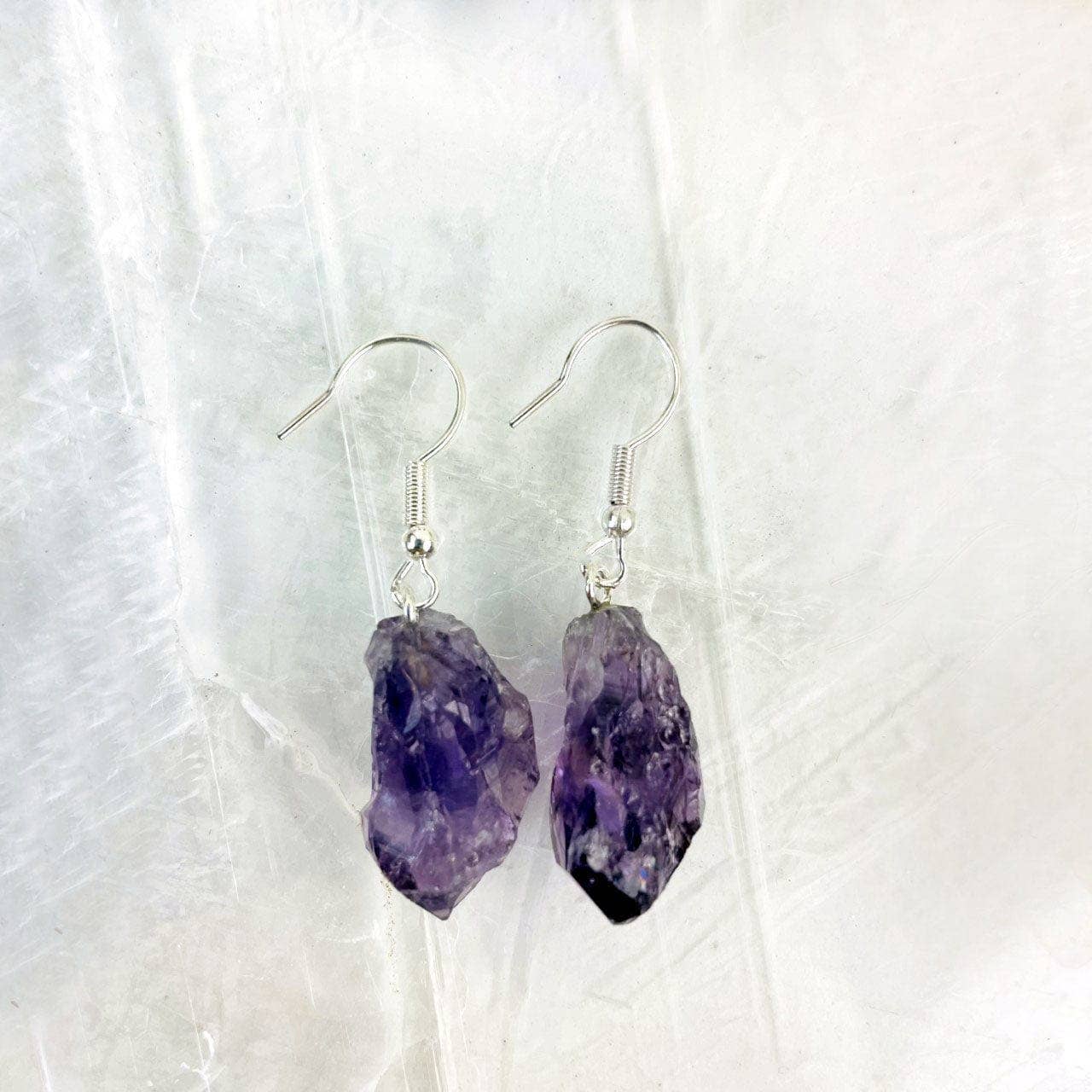 Rock Paradise - Wholesale Dangle Earrings - Crystal Point Earrings - Amethyst / Citrine / Clear Crystal points - Gold or Silver Bail (8BROWNSHELF)10
