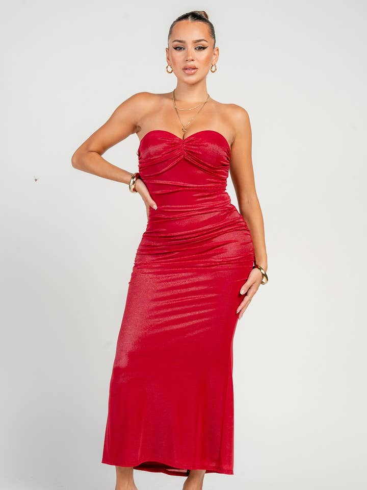 Robe longue à fronces tube Sweetheart / HD30641S pour la vente par PRIVY