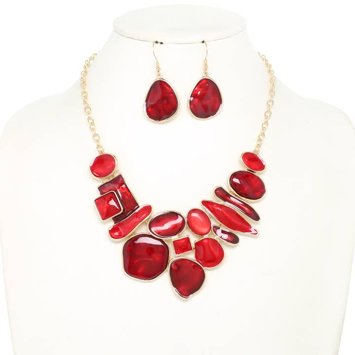 SP Sophia Collection - Wholesale Pendant/Charm Necklace - Amorphous Epoxy Stone Necklace Set