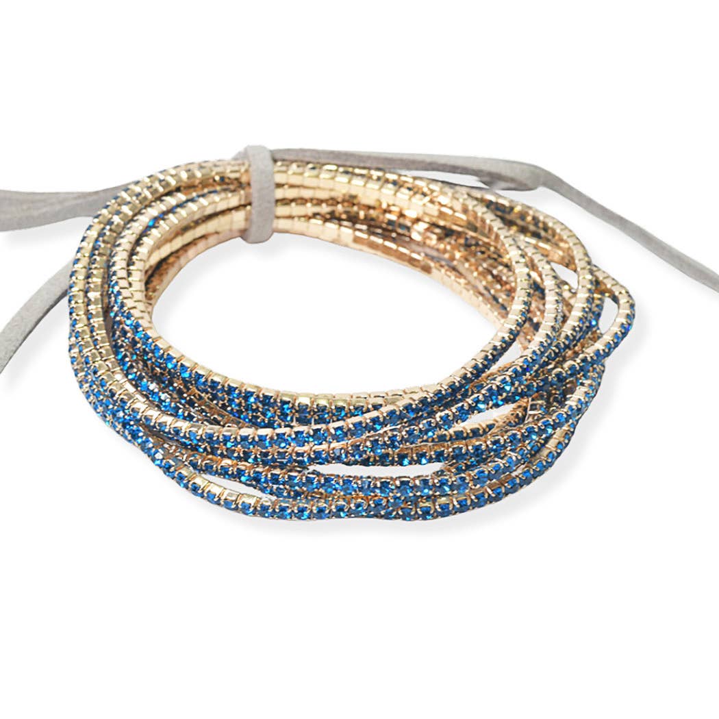 SOPHIA WHOLESALE - Wholesale Jewelry Set - Pave rhinestone multi layered stretch bracelet set10