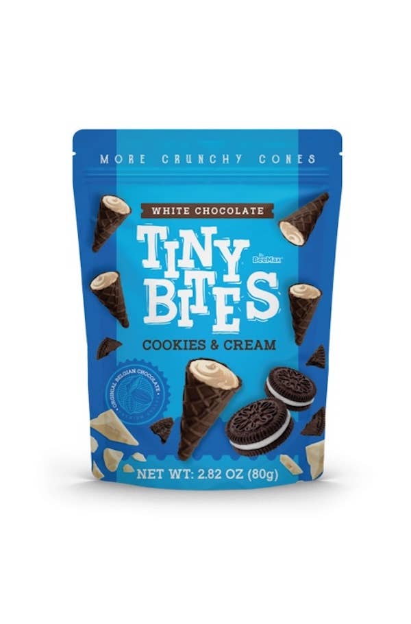 Grandpa Joe's Candy Shop – wholesale Chocolate-covered sweets – Tiny Bites White Choc Cookies & Cream Waffle Cone 2.8oz 12ct0