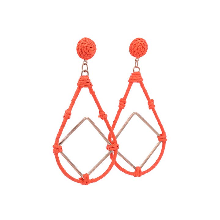 Urbanista Outlet - Vendita all'ingrosso Orecchini pendenti - Orecchini a goccia aperti in rafia con diametro12