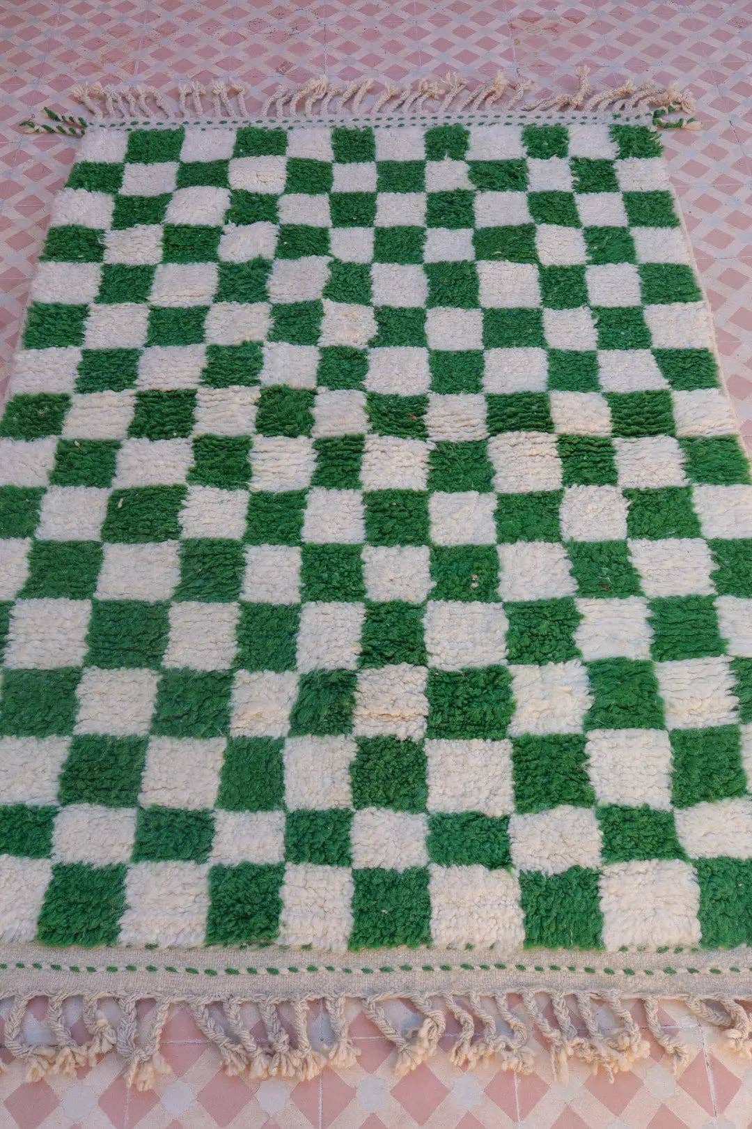 Néda - Wholesale Area Rug - Colorful Berber Rug Beni Ouarain Green Fir Checkered - 161 x 115 cm4