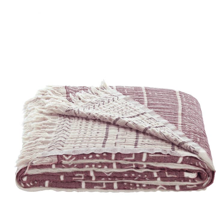 STP - Wholesale Throw Blanket - 100% Cotton 3-ply Muslin Reversible Throw Bedspread
