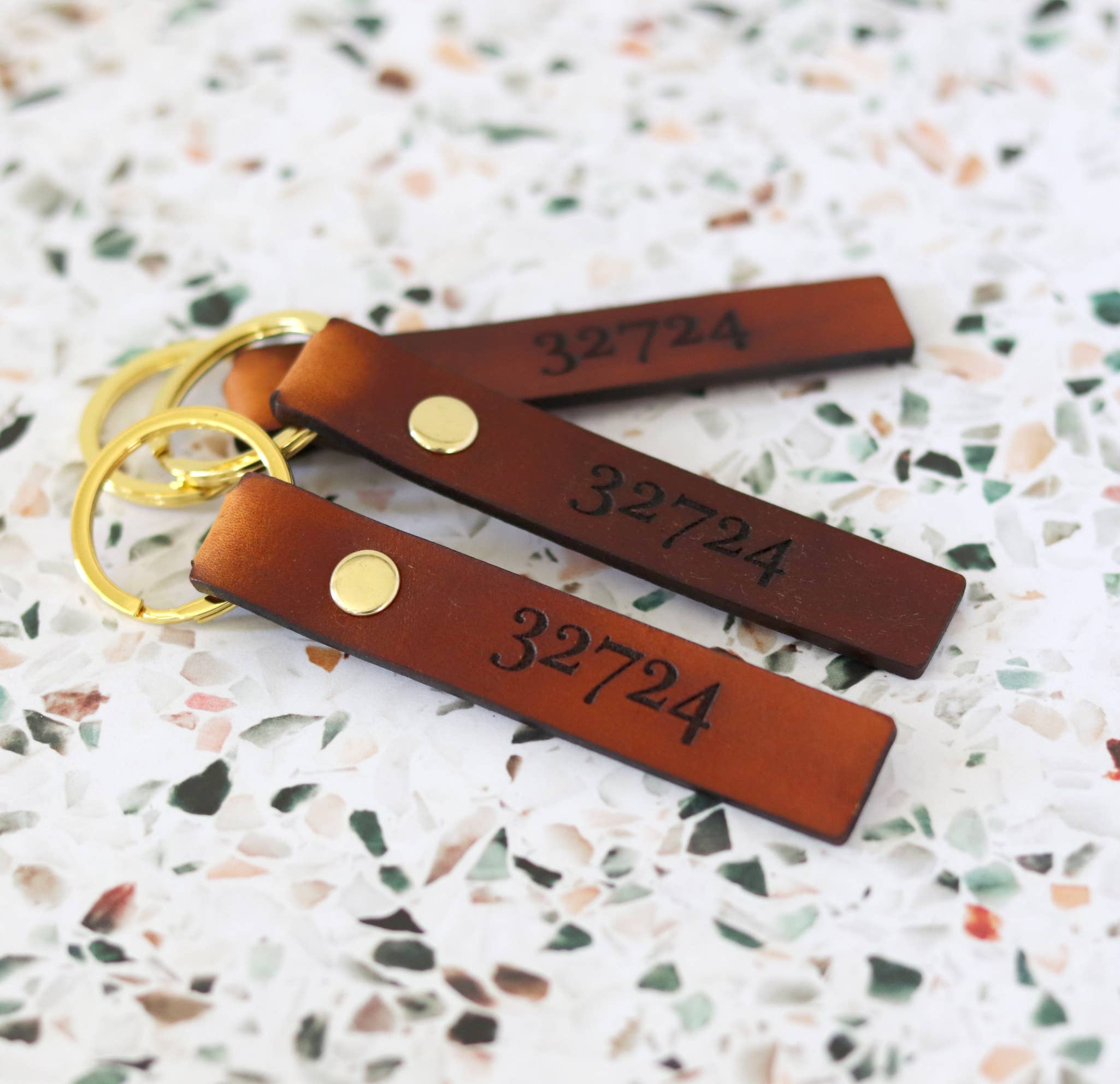 Florida Leather Co - Wholesale Keychain - Unisex - Custom Leather Zip Code Keychain1