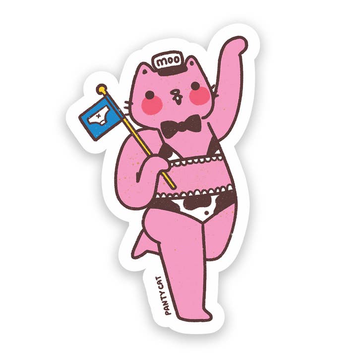 Moo Panty Cat Vinyl Sticker for wholesale by Panty Cat