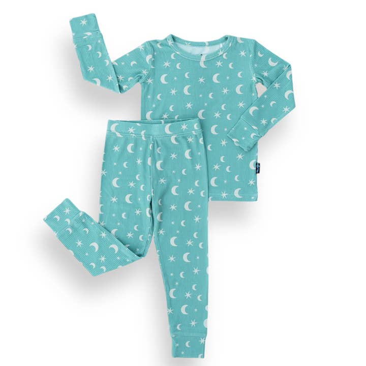 LONG SLEEVE 2 PIECE SETS- Moon + Stars Ribbed for wholesale by millie + roo LLC