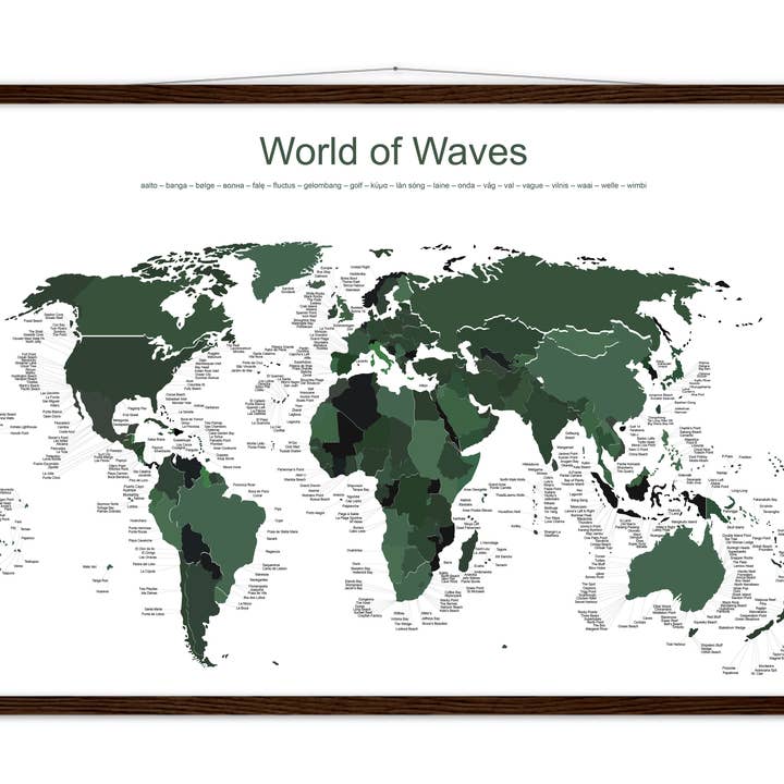 catchinq - Venta al por mayor Pósteres - Mapa de surf de World of Waves - Versión verde bosque