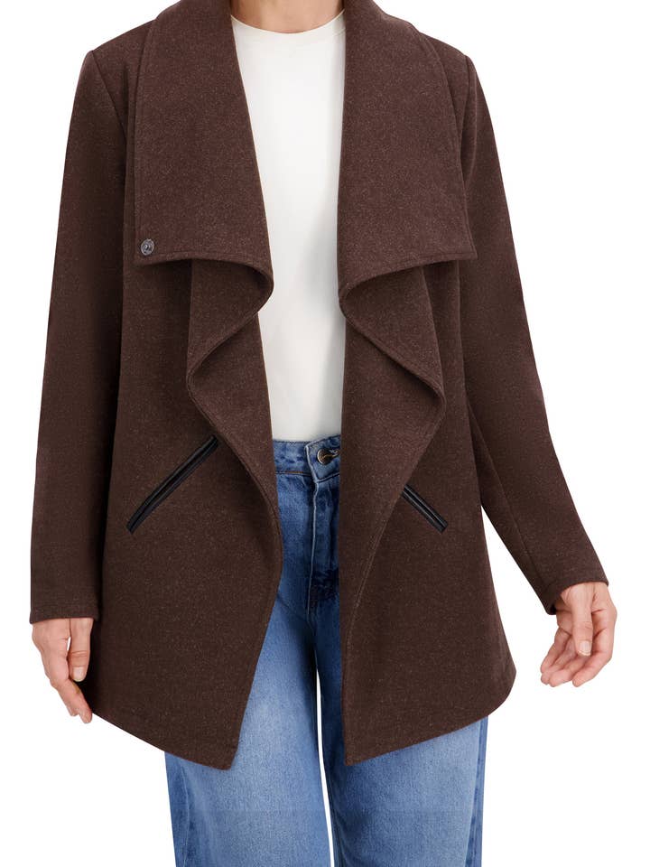Dark Brown Vegan Cashmere Drape Jacket for wholesale on Faire1