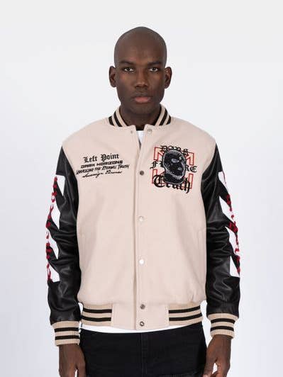 College-Jackets-Mask-Rhinostone-W24-1368 for wholesale by LEFT POINT