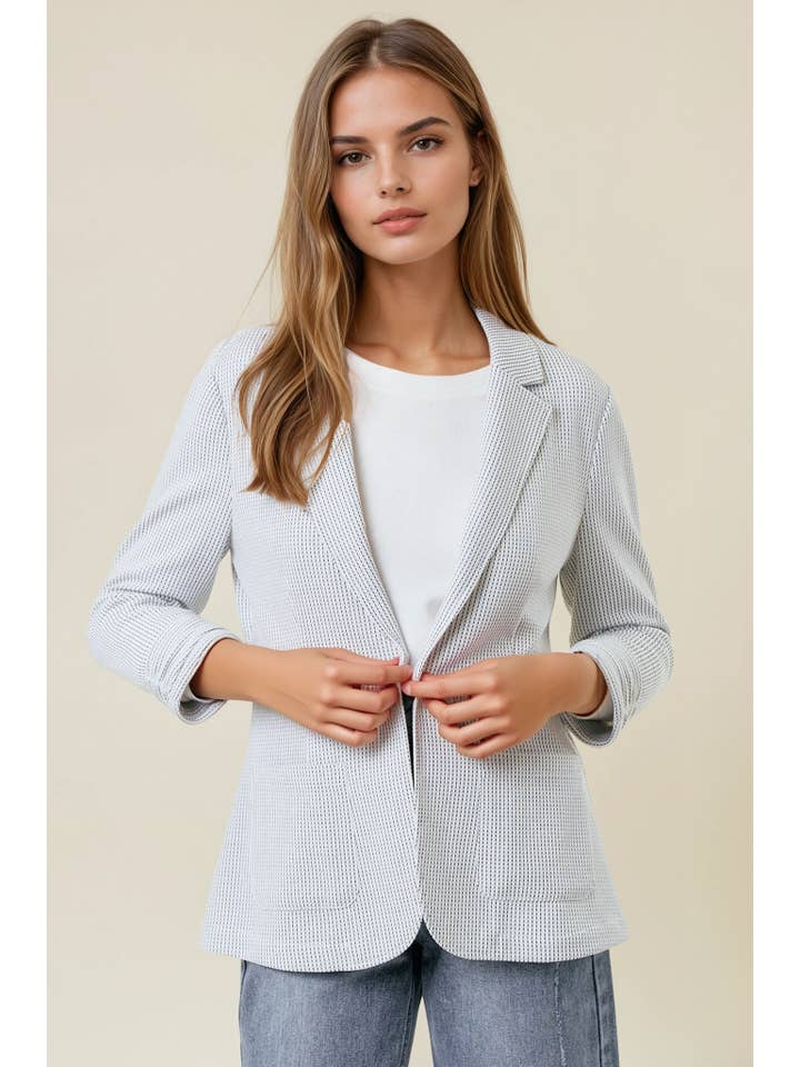Doe and Rae - Wholesale Blazer - Women's - Shirred Sleeve Textured Blazer - 10150J11