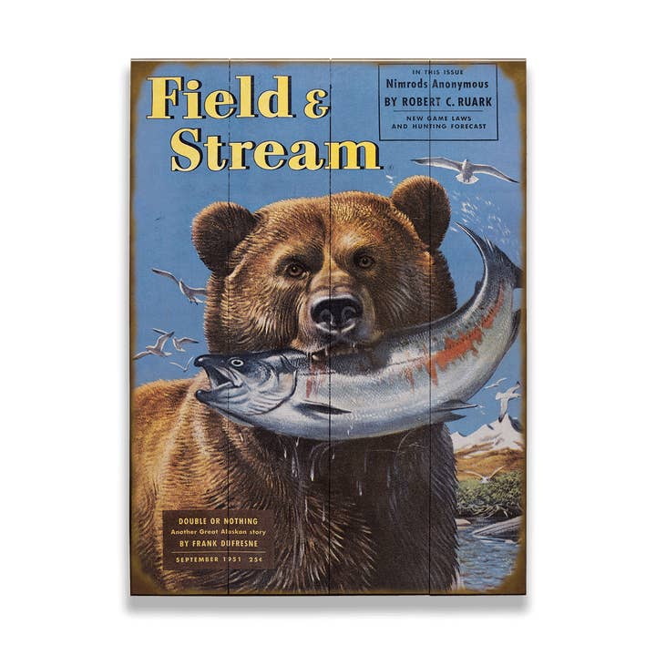 Field & Stream Omslag September 1951 - Hout & Metaal Muurkunst voor wholesale door Old Wood Signs
