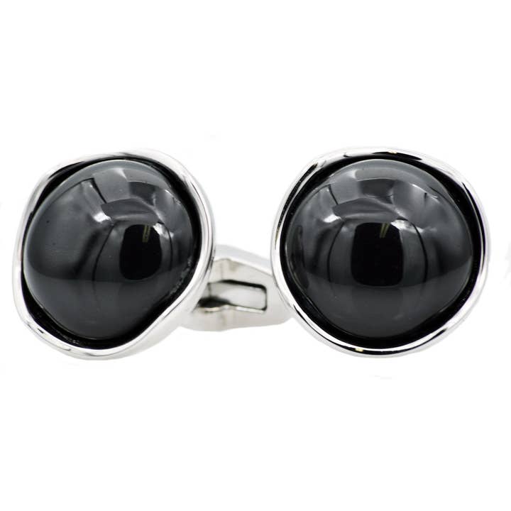 Men's Genuine Black Onyx Stainless Steel Cuff Links for wholesale by Blackjack Mens Jewelry