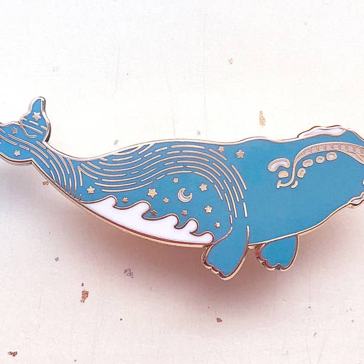 Alum and Ink - Wholesale Lapel Pin/Button - Star Trails Right Whale (Pathways Through the Stars) Pin7