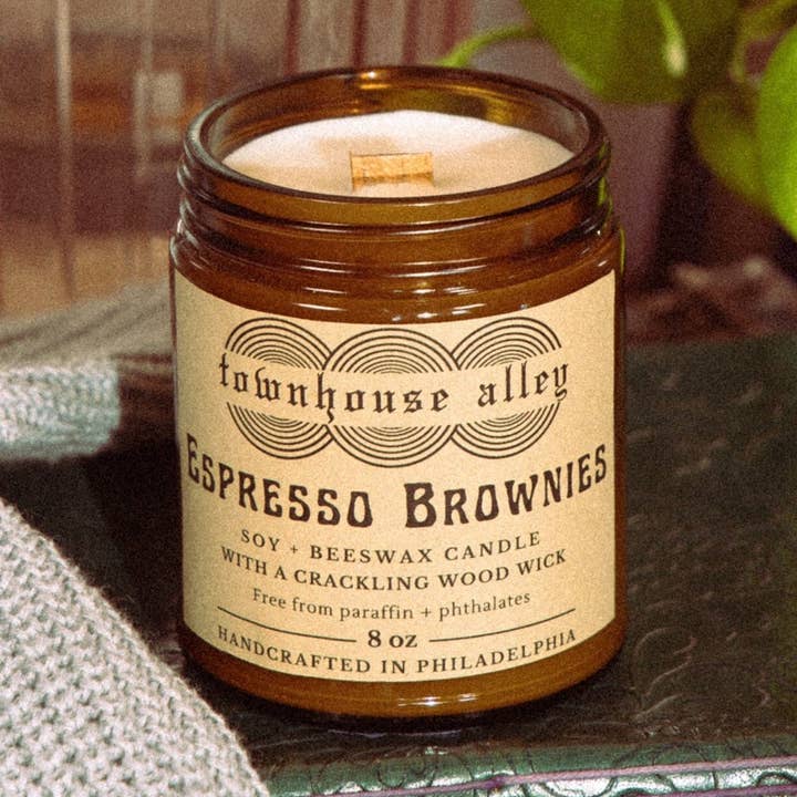 Townhouse Alley - Wholesale Jar/Filled Candle - Espresso Brownies Soy & Beeswax Candle With Crackling Wood0