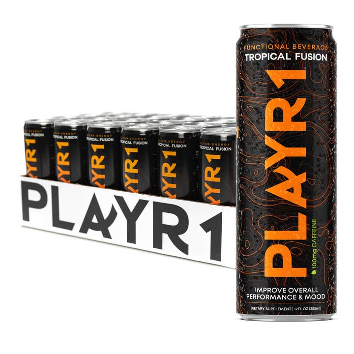 PLAYR1 Tropical Fusion – Boisson Énergisante Propre 12oz (Pack de 24) pour la vente par PLAYR1
